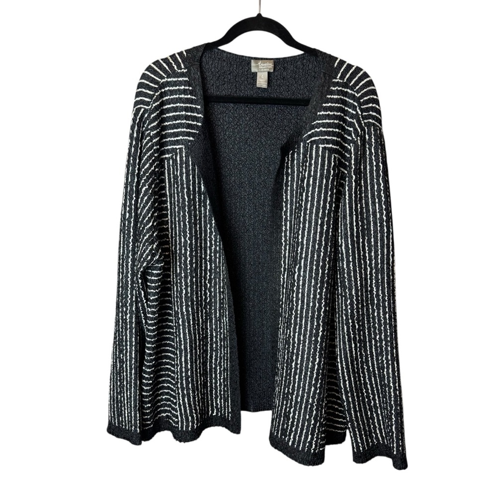 Chicos Travelers Navy White Crushed Stripe Jacket 4 (XXL)